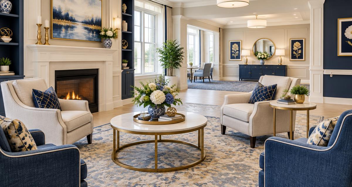 Welcoming lobby of a senior living community